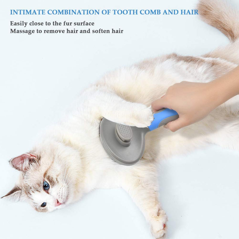 N\A Pet Grooming Brush, Pet Comb Brush, Professional Pet Slicker Brush, Self Cleaning Slicker Brush for Brush-Pet Dog & Cat, for Long Haired & Short Hair(Blue) - PawsPlanet Australia