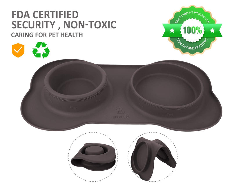 Pecute Dog Bowl Slow Feeder Bloat Stop Pet Bowl Eco-Friendly Non-Toxic No Choking Healthy Design Bowl with No-Spill Non-Skid Silicone Mat Stainless Steel Water Bowl for Dogs Cats and Pets M-13.5oz/bowl Brown Bowl - PawsPlanet Australia