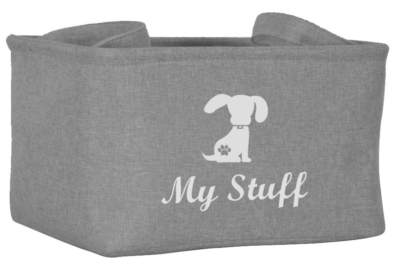 Canvas Pet Toy and Accessory Storage Bin, Basket Chest Organizer - Perfect for Organizing Pet Toys, Blankets, Leashes and Food - Dog - Grey - L 38x27x25cm Dog Crey - PawsPlanet Australia