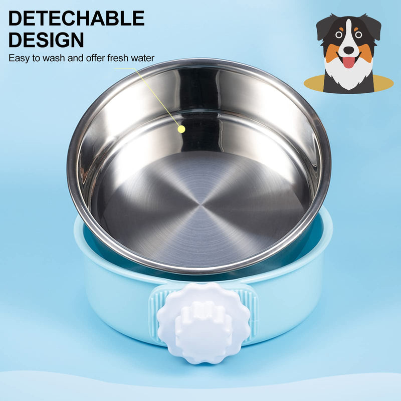 Dog Crate Water Bowl No Spill, 2 Pack Crate Dog Bowl, Removable Stainless Steel Hanging Pet Cage Bowl Food & Water Feeder Coop Cup for Cat, Puppy, Birds, Rats, Guinea Pigs - PawsPlanet Australia