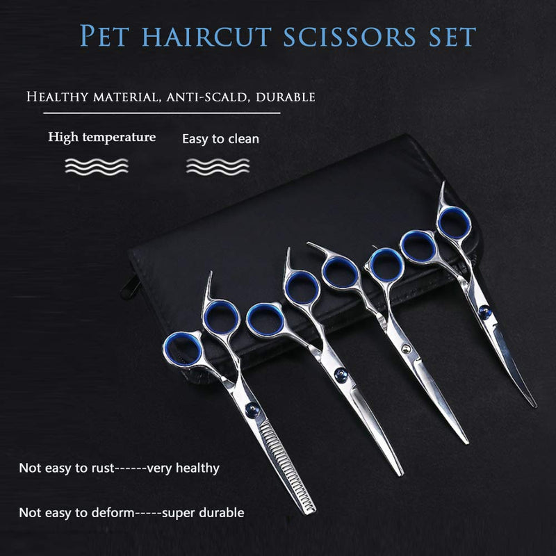 XIANXUN Professional Dog Grooming Scissors Kit, 6 Inch Pet Grooming Comb Thinning Shears Four-piece suit - PawsPlanet Australia