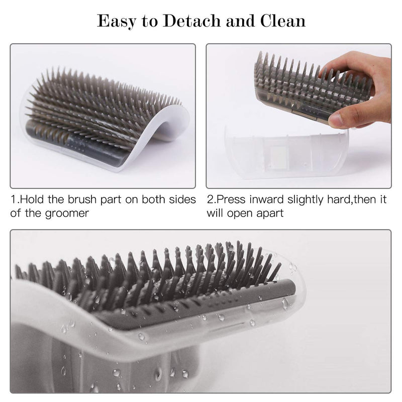 [Australia] - CLKHOWL Cat Self Groomer,4 Pack Cats Wall Corner Groomer Brush with Catnip, Grooming Brush Tool Massage Comb for Kitten Puppy 2 Black/2 Grey 