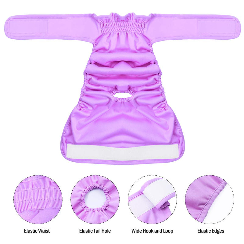 [Australia] - POPETPOP 2 Pack Dog Diapers Pants Reusable Dog Diapers Female Washable Sanitary Wraps Panties (Pink, Violet) XL 