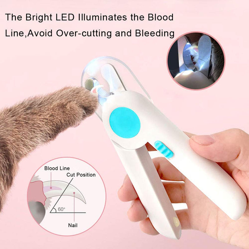ALEENFOON Professional Dog Cat Pet Nail Clippers with Safety Guard and LED Light for Dogs Cats Birds Rabbit Guinea Pig, Pet Nail Scissors Animal Pet Claws Toenail Clippers with Hidden Nail File (Blue) Blue - PawsPlanet Australia