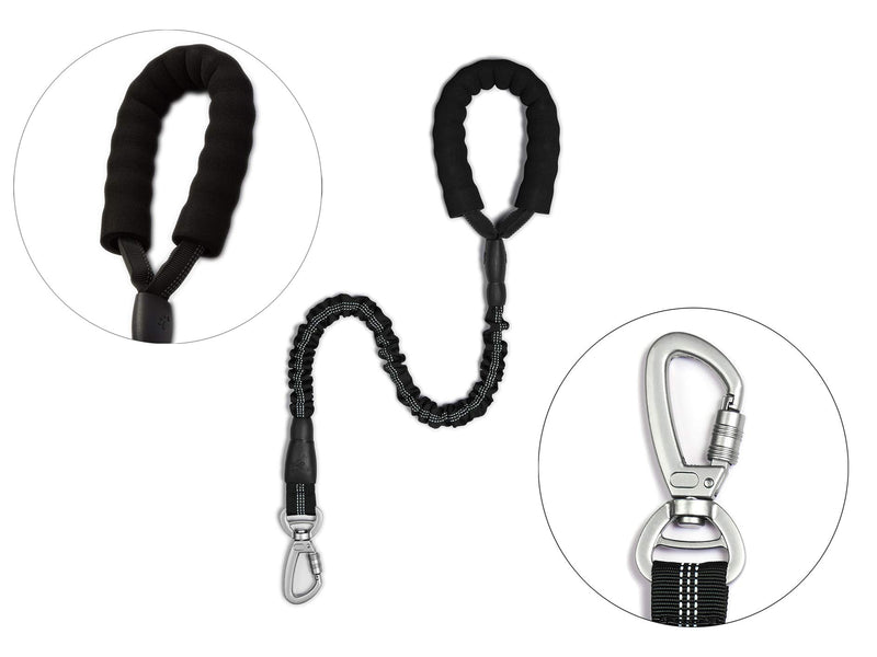 [Australia] - TOOAVIL Heavy Duty Bungee Dog Leash for Medium Large Breed Dogs, Short Dog Leash with a Adjustable Dog Car Seat Belt 