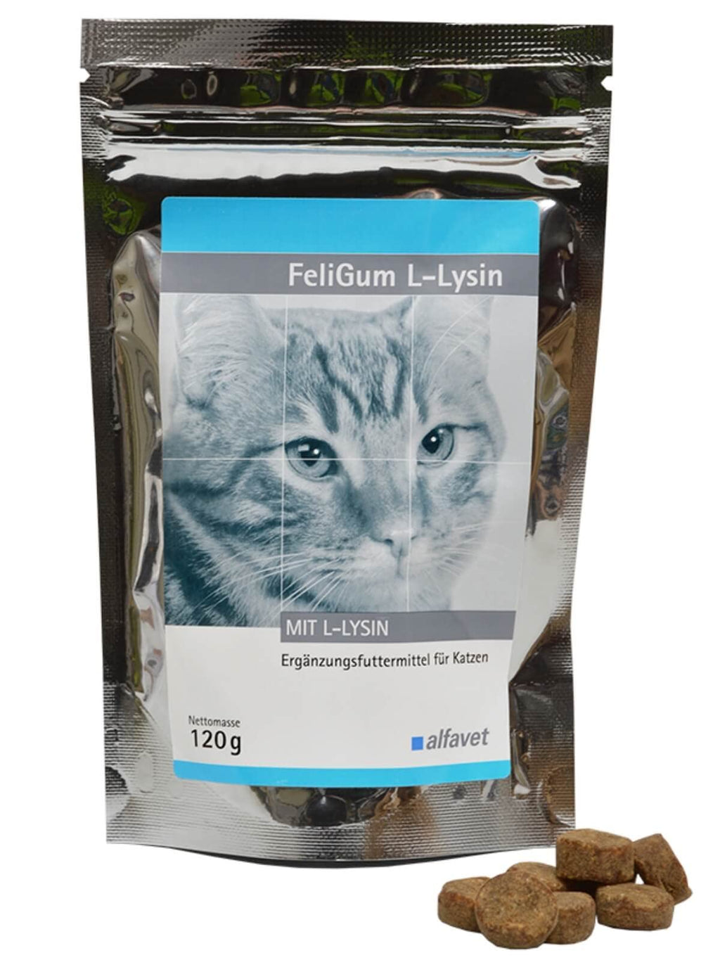 Alfavet FeliGum L-Lysine for cat colds, supplementary food for cats, 120 g bag, approx. 60 chewing drops - PawsPlanet Australia