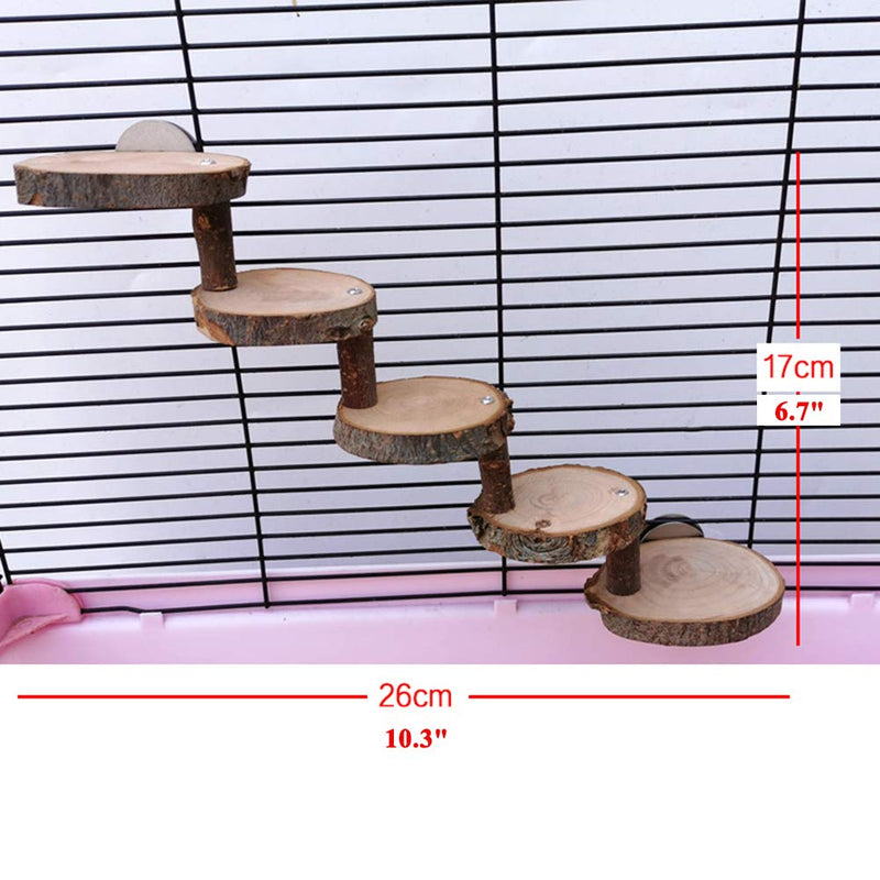 Ankino Hamster Wooden Ladder with 5 Steps, Apple Wood Chew Toys for Sugar Glider, Mouse, Chinchilla, Rat, Gerbil and Dwarf Hamster, Wooden Cage Supplies for Birds Parrot, Teeth Care Molar Toy - PawsPlanet Australia