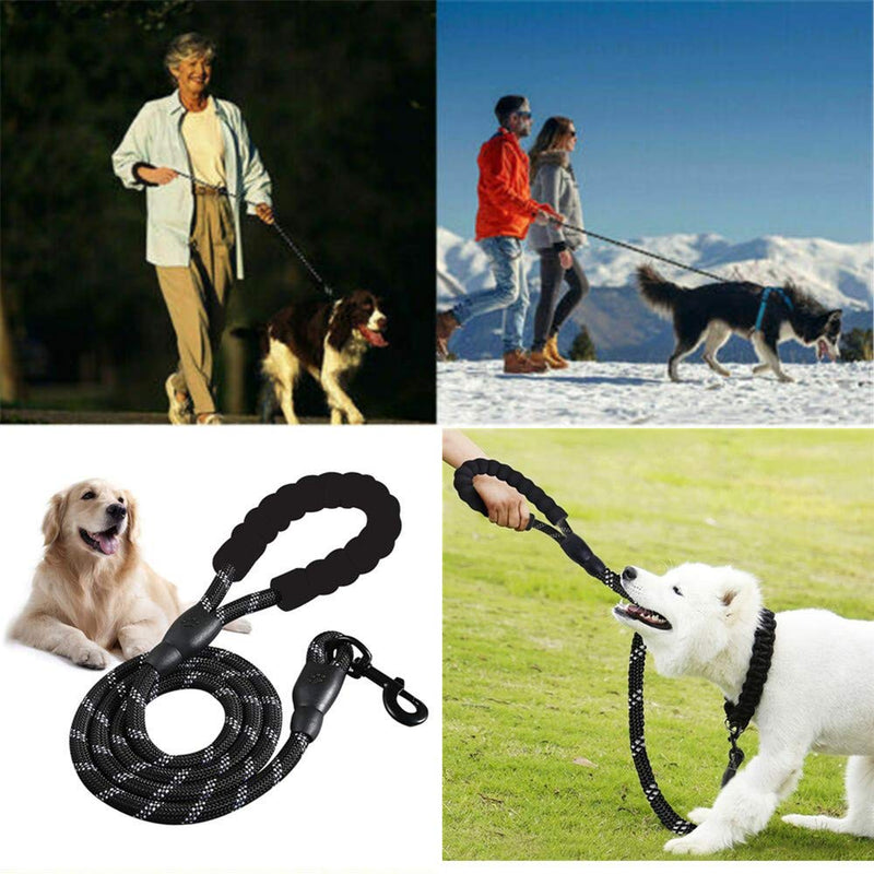 Copiel Dog Rope Leash, 5 Foot Quality Durable Soft EVA Padded Handle Walking Hiking Lead Rope Leash Reflective Training Pads Pee For Small, Medium Large Dog Puppy (Black) Black - PawsPlanet Australia