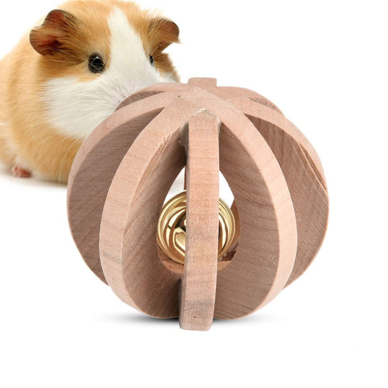 Pet Wooden Chew Ball Hamsters Chew Toys Pet Teeth Chewing Toy Ball with Ringing Bell for Rabbits, Guinea Pigs, Hamsters and Other Small Animals - PawsPlanet Australia