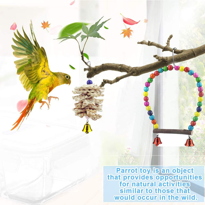FOXNSK 17 Pack Birds Parrot Toys, Hanging Bell Birds Cage Toys Suitable for Small Parakeets, Cockatiel, Conures, Finches, Budgie, Macaws, Parrots, Love Birds 17 Packs - PawsPlanet Australia