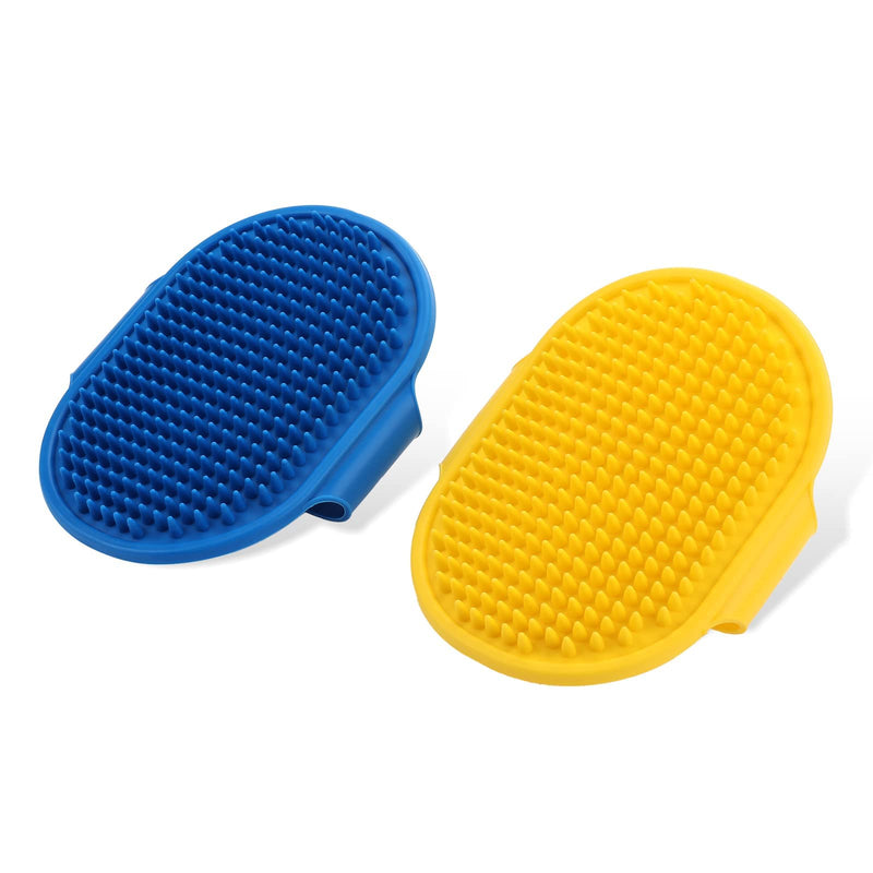 Molain Dog Cat Bath Brush Comb, Pack of 2 Silicone Rubber Dog Grooming Brush Silicone Puppy Massage Brush Hair Fur Cleaning Brush - PawsPlanet Australia