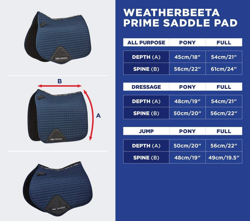 Weatherbeeta Prime Dressage Full Size Saddlepad - Range Of Colours Black - PawsPlanet Australia