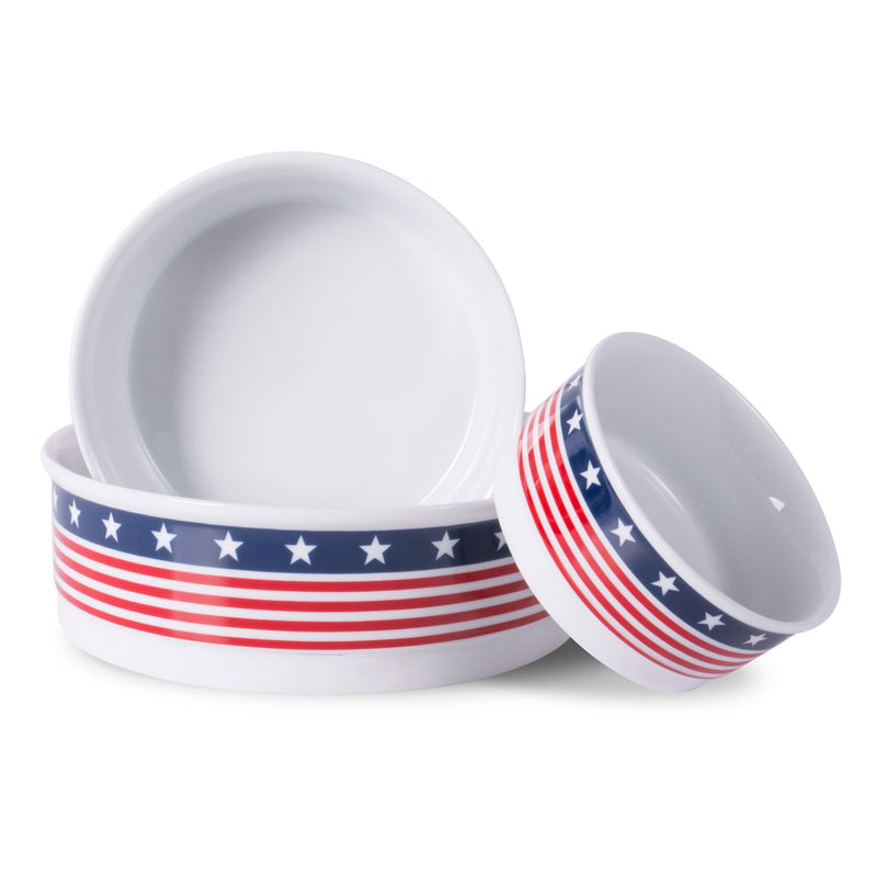 Bone Dry Stars & Stripes Patriotic Flag Ceramic Pet Bowl Small - PawsPlanet Australia