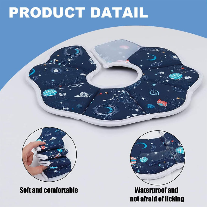 XOUDKE Cat Neck Collar, Adjustable Collar Soft Neck Collar Cat Leak Protection Collar for Small Dogs After Surgery Protective Collar -M Planet Style - PawsPlanet Australia