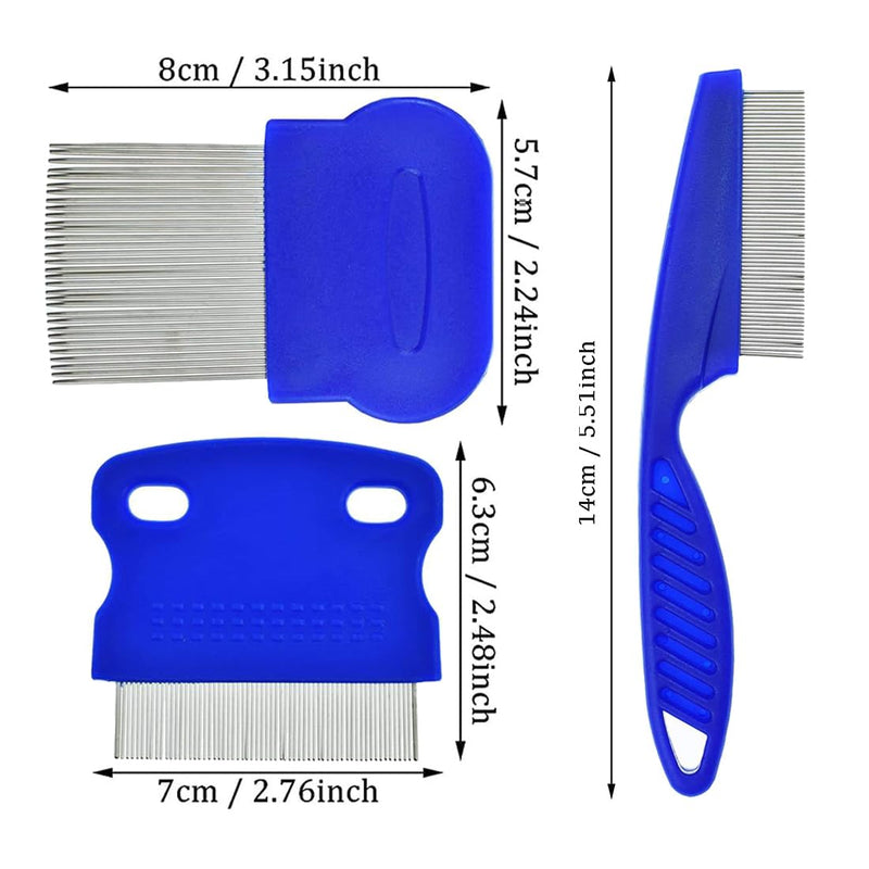 ASYKNM Professional flea comb for cats and dogs - set of 3 - effective control of fleas and lice - also suitable as a dust comb - PawsPlanet Australia