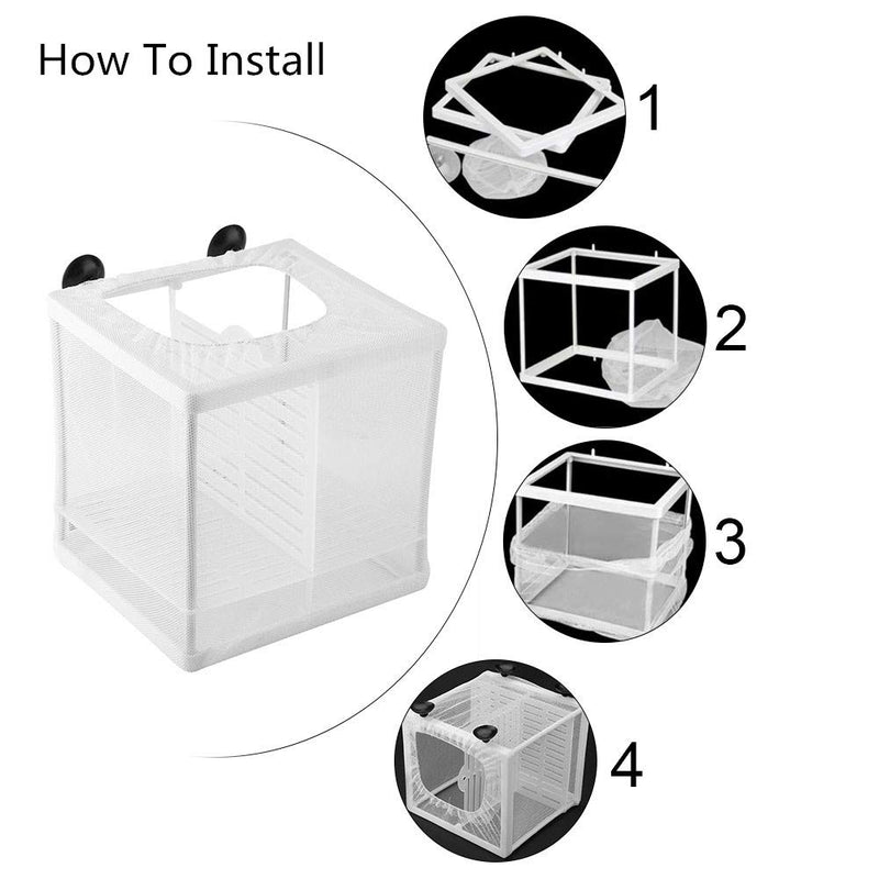 Net Breeder, Suspenable White Plastic Aquarium Tank Isolation Net Hatchery Equipment Which Suits for Fish Shrimp Breeder 6.2x6.2x5.5 inch - PawsPlanet Australia