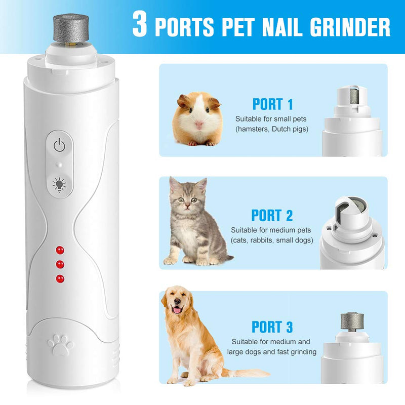 [Australia] - OVOOR Pet Nail Grinder, Low Noise Electric Dog Nail Grinder Upgrade 3 Speed Quiet USB Rechargeable Professional Pet Nail Trimmer for Small Medium Large Dogs & Cats 