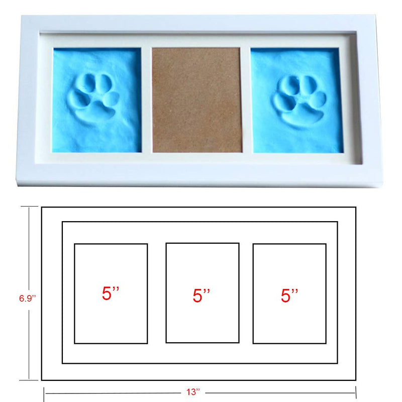 Pets4Luv Dog or Cat Paw Prints Pet Memorial Photo Frame 4x6 with Clay Impression Kit, Perfect Keepsake Picture Frame for Pet Lovers White/White Blue - PawsPlanet Australia