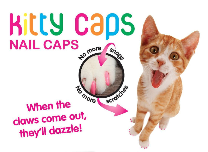 Kitty Caps Nail Caps for Cats | Safe & Stylish Alternative to Declawing | Stops Snags and Scratches, Medium (9-13 lbs), White with Pink Tips & Clear with Pink Glitter - PawsPlanet Australia