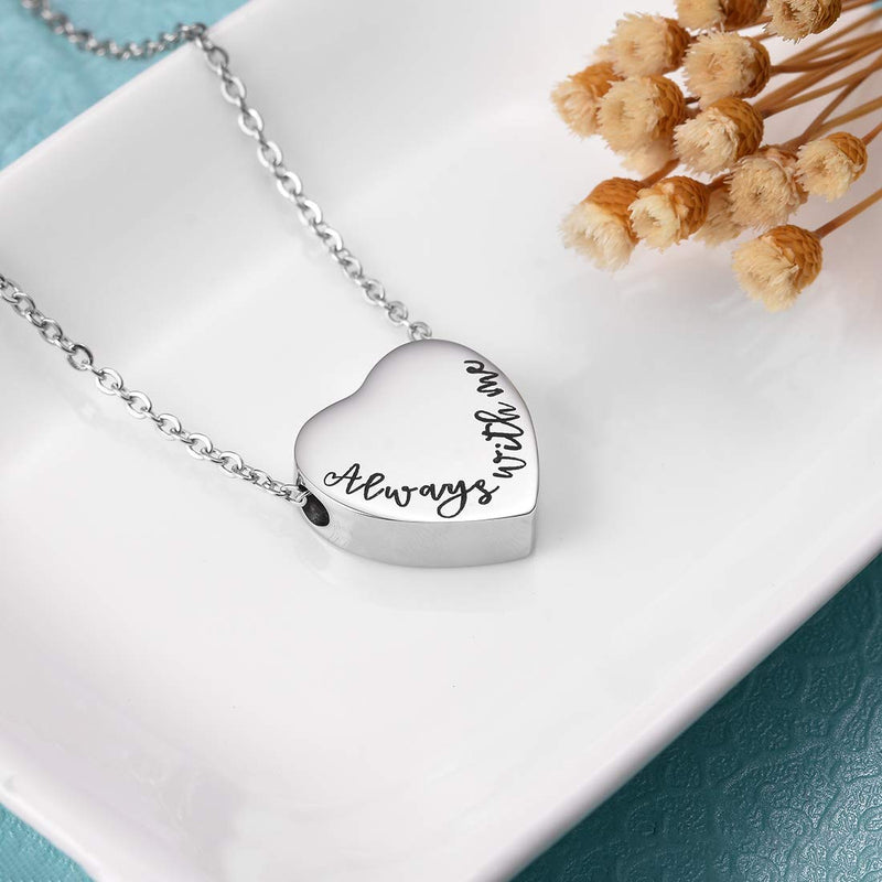 Cat Eye Jewels Stainless Steel A Piece of mMy Heart has Wings Heart Pendant Cremation Keepsake Ash Holder Memorial Urn Necklace for Ashes with Funnel Kit Silver & Black Multi - PawsPlanet Australia