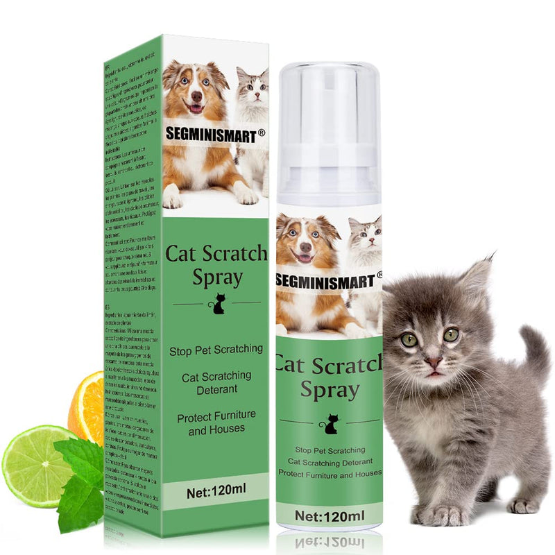 SEGMINISMART Cat Scratching Training Spray,Cat Scratch Deterrent Spray,Stop Spray for Cat and Dog,Anti-Scratch Spray,Anti Cat Scratching Deterrent,Suitable for Pet Puppies Dogs Kittens Cats 120ml 120 ml (Pack of 1) - PawsPlanet Australia