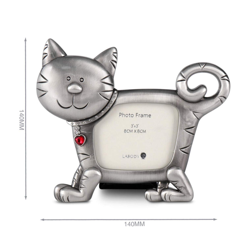 [Australia] - LASODY CAT Picture Frame Memorial -CAT Gifts for CAT Lovers 3X2.5(Cat) Antique Silver 