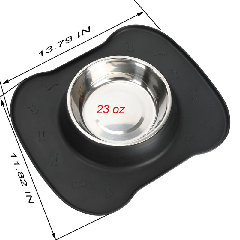 Dog Bowl Single Stainless Steel Pet Food & Water Bowl 680 ML (L, Black) - PawsPlanet Australia