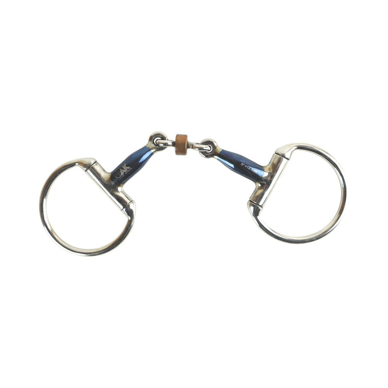 AK Sweat Iron Eggbut Double Jointed Lozenge with Cooper Roller Horse Riding Bits (5.50'', Blue-Silver) 5.50'' - PawsPlanet Australia