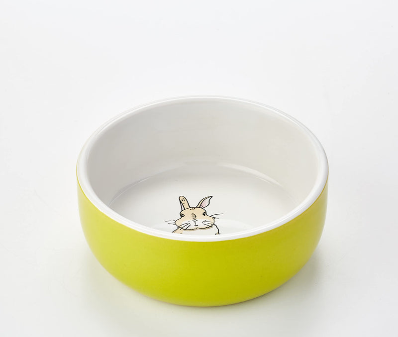 Nobby Rabbit Rodent Ceramic Bowl Diameter 11 cm x 4.5 cm Green / White Green/White - PawsPlanet Australia