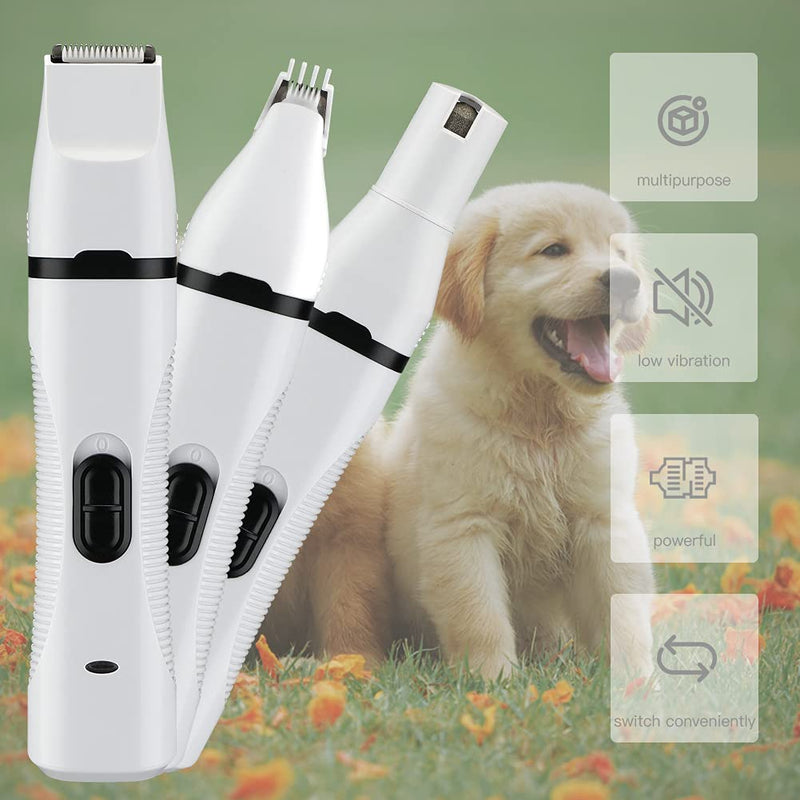 Dog Clippers, 3 in 1 Dog Grooming Kit Low Noise Dog Nail Clippers Cordless Dog Nail Grinder, Dog Grooming Clippers Grooming Supplies Also for Cats Pets, Dog Hair Clippers, Dog Nail Trimmers, WILBUR.P - PawsPlanet Australia