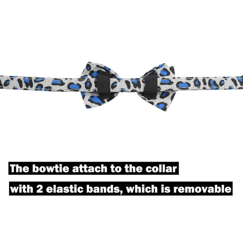 2 PCS Breakaway Cat Collars Bowtiewith Bell, Safety Cute Kitten Collars Adjustable Kitty Collar for Cat Puppy 7.5-11in Leopard - PawsPlanet Australia