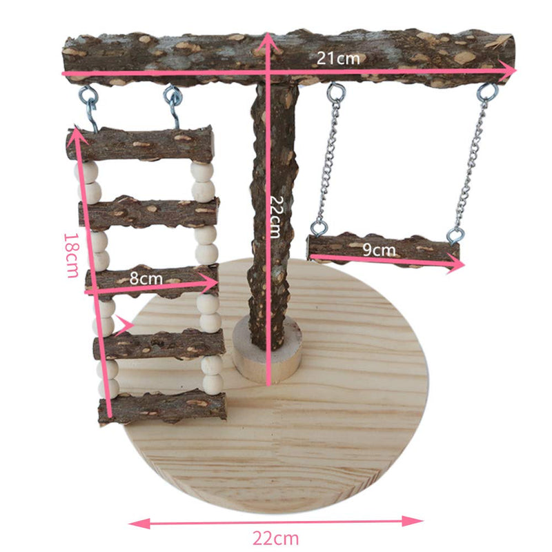 [Australia] - ZARYIEEO Natural Wood Bird Perch Stand, Bird Cage Play Stand with Base for Small Parakeets Cockatiels, Conures, Macaws, Parrots, Love Birds, Finches, Bird Training Chew Toys with Ladder and Swings Set 