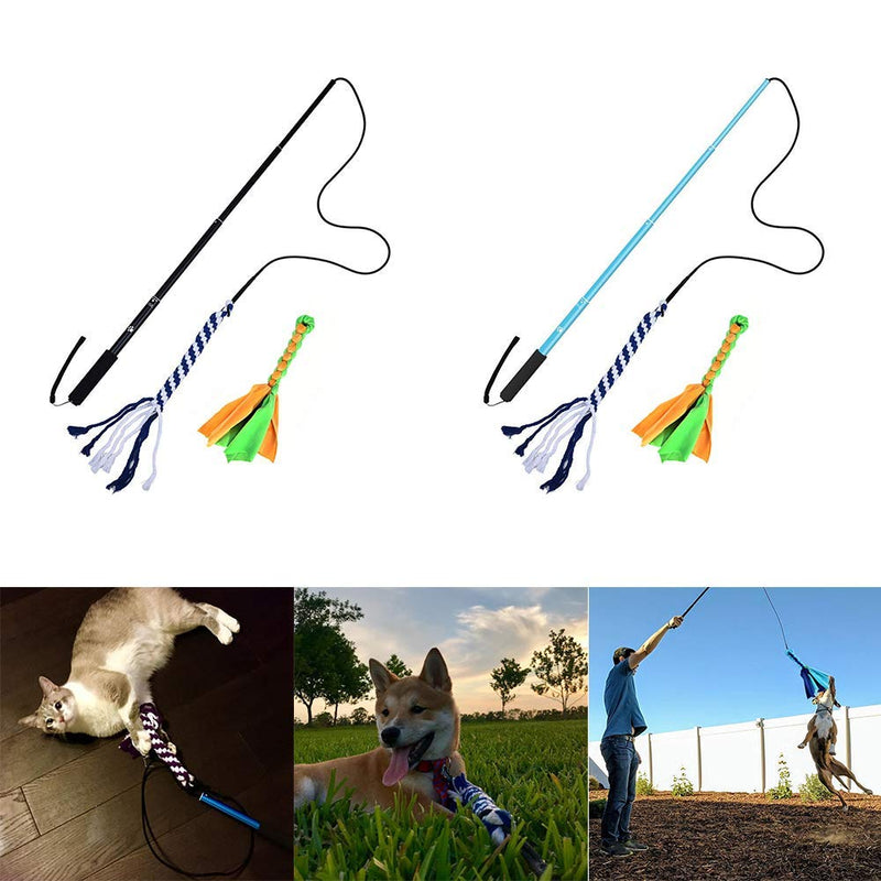 POHOVE Dog Flirt Pole Toy, Interactive Dog Tug Toy, Dog Outdoor Toy Extendable Teaser Wand Outside Interactive Fun Toys,For Dogs Of Any Size For Fun Obedience Training l blue - PawsPlanet Australia