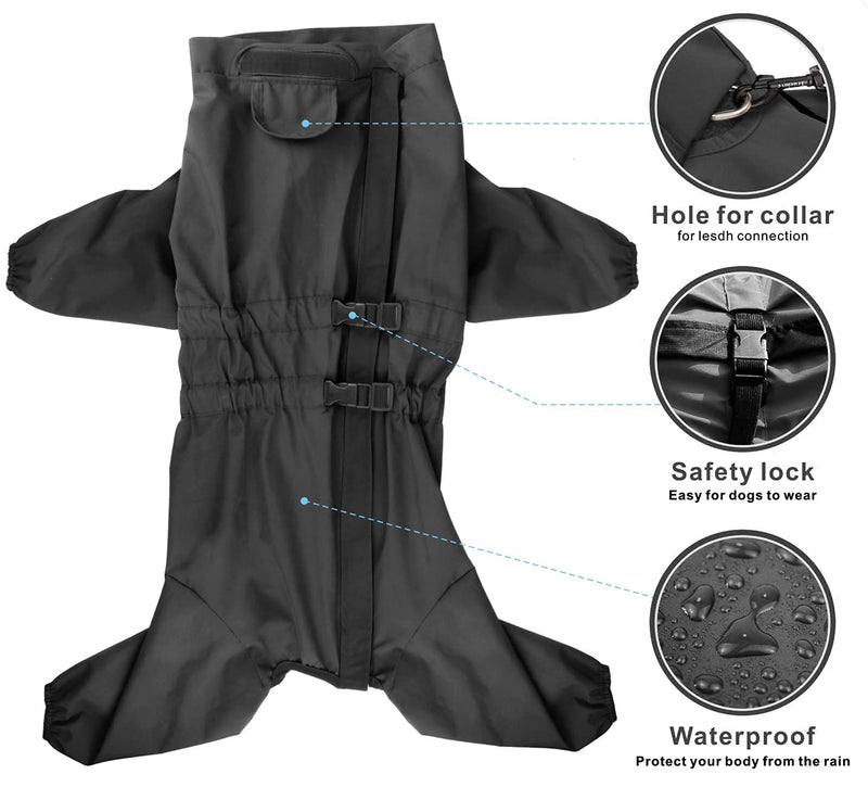 Idepet Dog Raincoat Waterproof Dog Rain Jacket Adjustable Dog Rain Poncho With Harness Hole Windproof Dog Coat Safety Rain Gear for Large Medium Small Puppy Dog Outdoor Walking Hiking (S, Black) S - PawsPlanet Australia