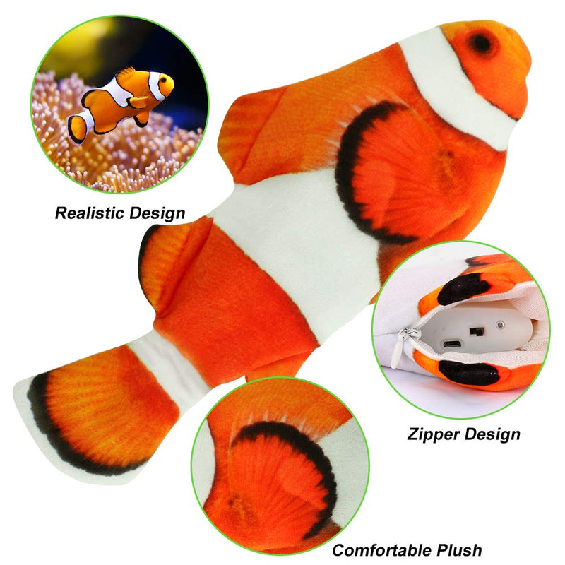 Yideng Moving Fish Catnip Toy for Cats, Electric Wagging Fish Cat Toy with USB Rechargeable Realistic Plush Flopping Fish Cat Toy Funny Interactive Cat Chew Toy for Teeth Cleaning - PawsPlanet Australia