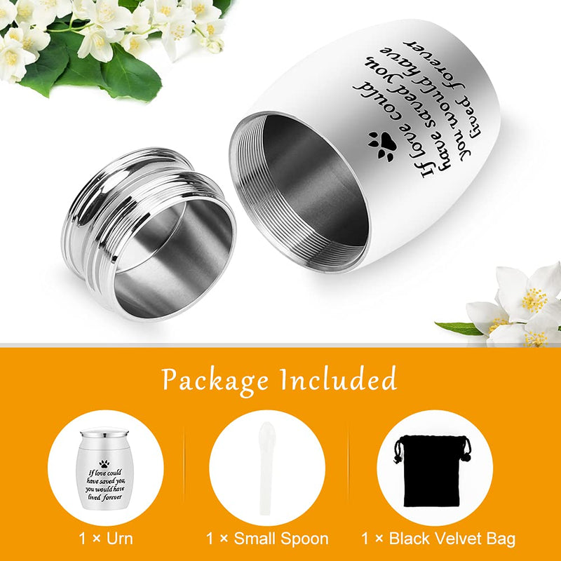 JIELISI Mini Dog Urns for Ashes Small Cremation Urns with a Small Spoon & Black Velvet Bag Decorative Stainless Steel Memorial Mini Keepsake Urns for Dogs Cats Ashes Holder (Silver) - PawsPlanet Australia