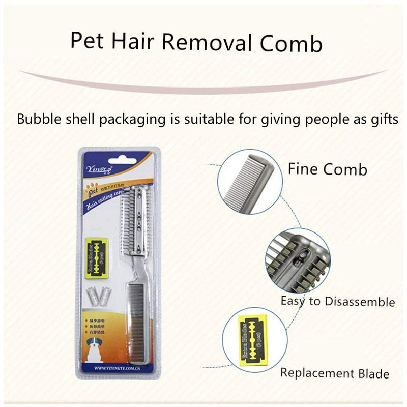 3 Pcs Pet Double Sides Removal Comb Pet Hair Shaper Razor Comb Manual Pet Hair Trimmer with Extra Blades for Pet Styling - PawsPlanet Australia