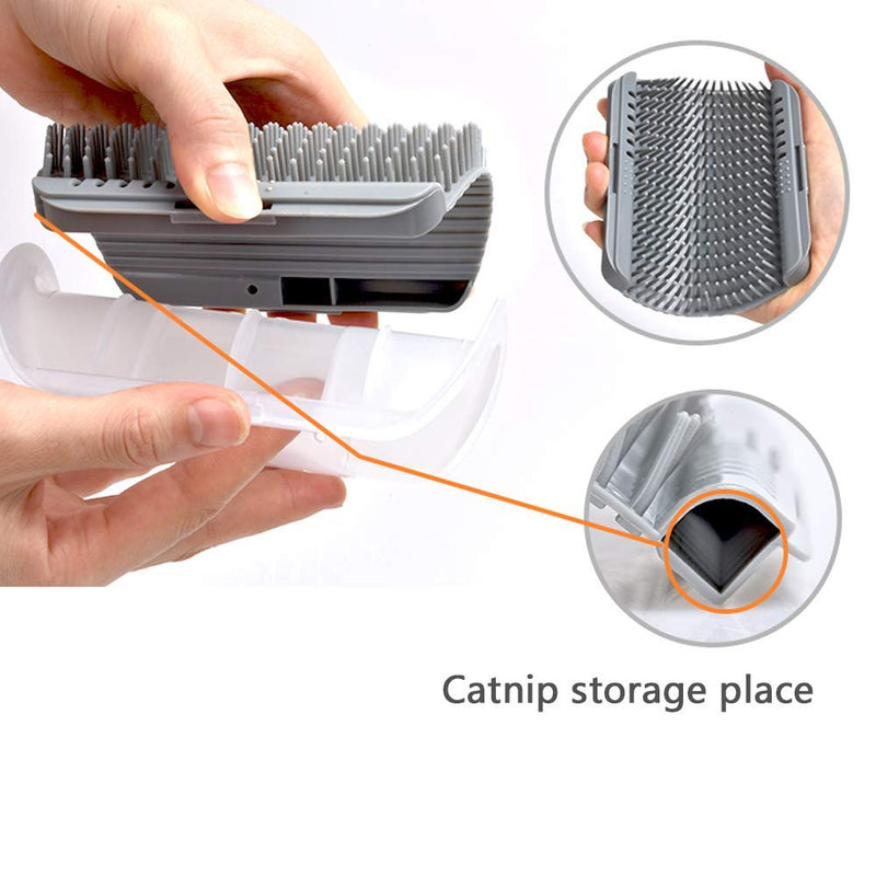 Mein HERZ Pack of 2 Cat Self Groomer - Massage Corner - Cat Self Groomer Cat Self Groomer - Cat Edge Cat Brush, with 2 Packs of Catnip, for Cat Hair Removal and Itching Massage (L/M) - PawsPlanet Australia