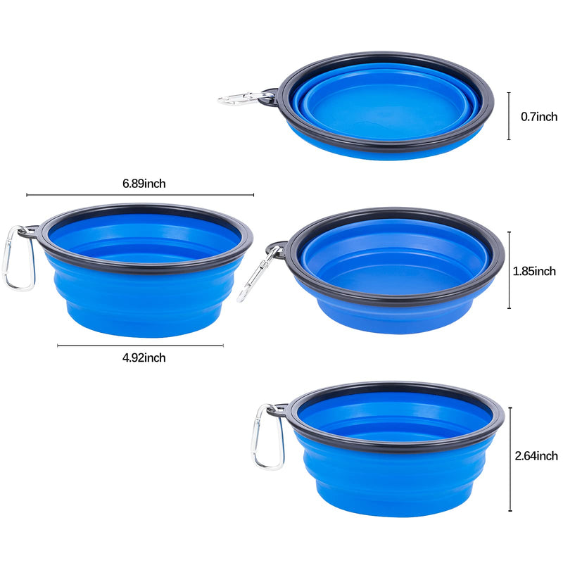 Collapsible Dog Bowl, McoMce 2 Pack Portable Dog Bowl for Pet, Blue and Green Dog Bowl for Travel, Dog Bowls for Cats and Dogs, Folding Travel Dog Bowl Food Dishes with Carabiner Clip - PawsPlanet Australia