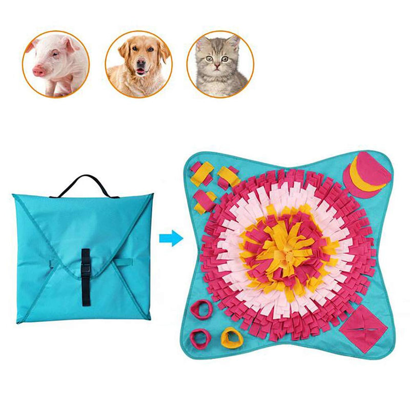 ZNEU Pet Snuffle Mat Dog Feeding Pad Slow Food Sniffing Snuffle Cushion, Bite-Resistant Puppy Training Pad, Cat Foraging Skill Puzzle Toys, Interactive Stress Release Pet Bowl Convenient Storage - PawsPlanet Australia