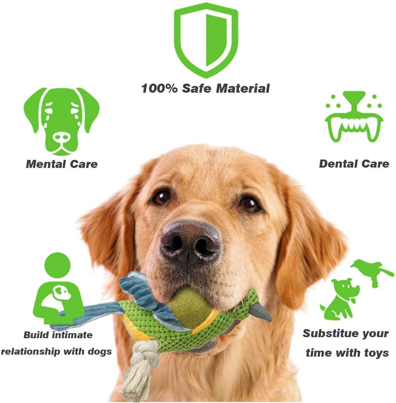 AODENER Plush Toy for Cat and Dog Squeaky Toy- Teeth Cleaning Chew Rope Green Magpie for Small Medium Dogs Plush Bird Toy Dog Chew Biting Toy Plush Cute Pet Toys - PawsPlanet Australia