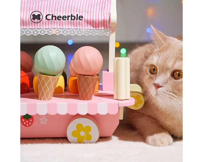 Cheerble Ice Cream Ball Smart Automatic Interactive Ball Auto Rolling Cat Toy for Kittens Home Alone Blue - PawsPlanet Australia