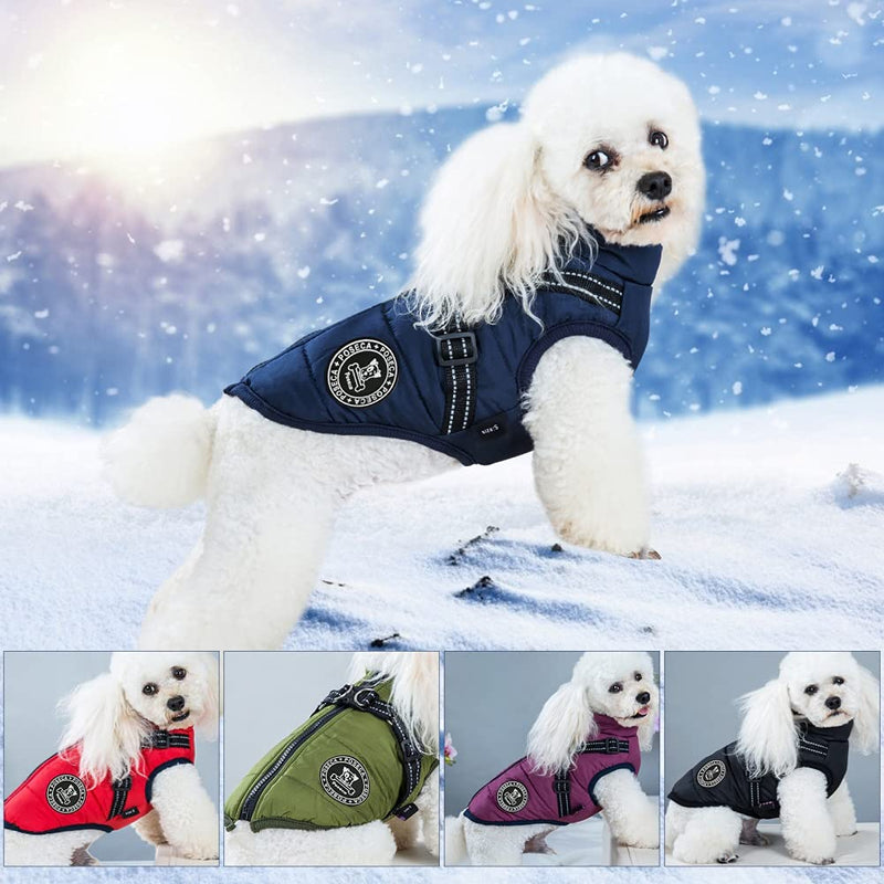 Poseca Dog Clothes for Small Dogs Dog Coat Waterproof Winter Jacket Warm Vest Dog Clothes Dog Coat Warm Winter Dog Jacket with Dog Harness for Small Medium Large Dogs S black - PawsPlanet Australia
