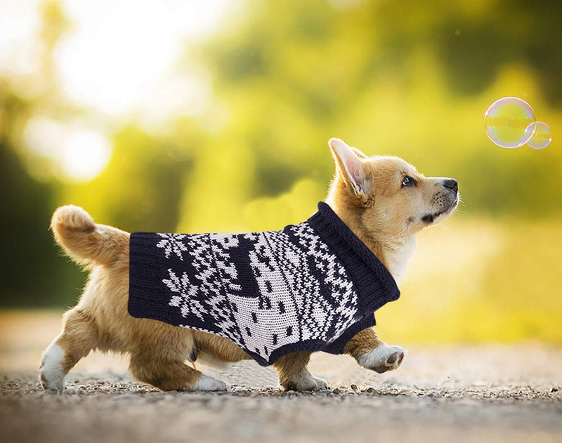 [Australia] - PETCEE Dog Sweater,Soft Fabric with Thick and Warming,Easily Put On and Off Blue Deer S 