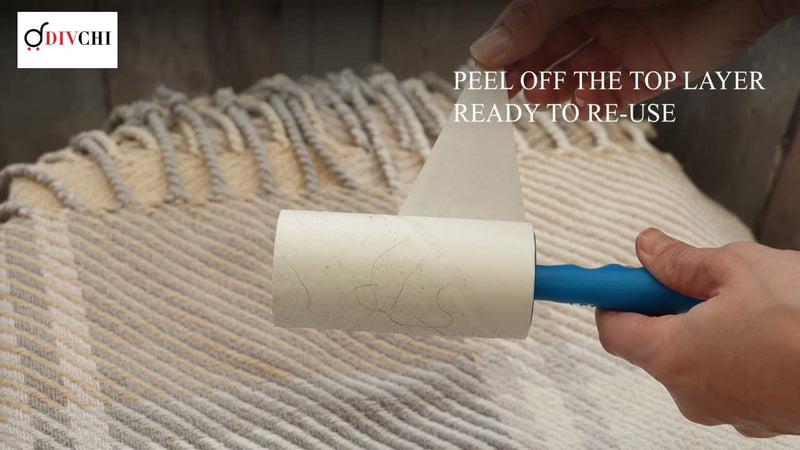 DIVCHI Lint Roller+4 Refill Sticky Replacement Heads Easily and Quickly removes animal fur, hairs, dust and fluff from garments, furniture, carpet, and car seats - PawsPlanet Australia