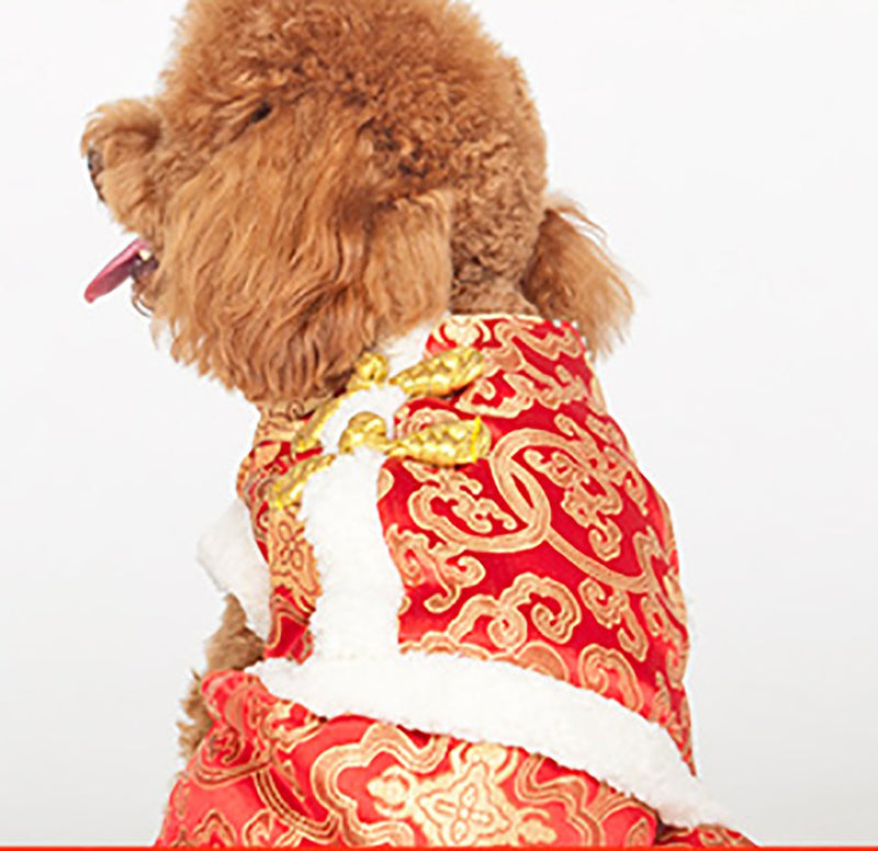 [Australia] - MaruPet Hallowmas Christmas New Year Chinese Tang Four-Leg Jumpsuit Chinese Traditional Tang Costumes for Teddy, Pug, Chihuahua, Shih Tzu, Yorkshire Terriers, Papillon XL(Back:13.5", Chest:17.5"-20.0") Red 