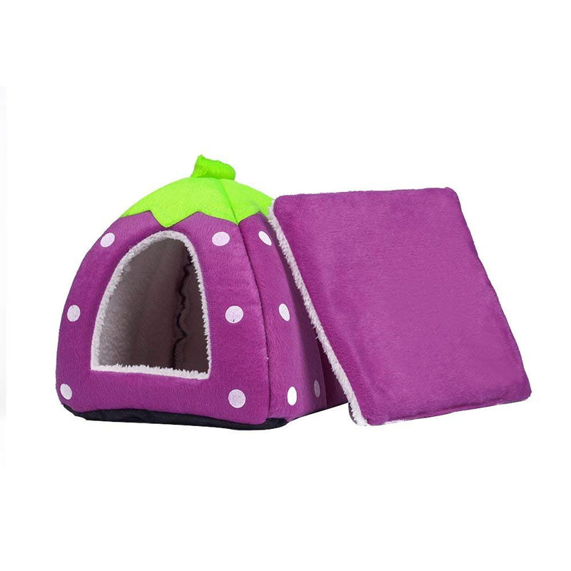 [Australia] - WOWOWMEOW Guinea-Pigs House Bed Small Animal Strawberry Warm Fleece Cave Bed for Guinea Pigs, Hamsters, Chinchillas, Hedgehogs, Squirrels S Purple 