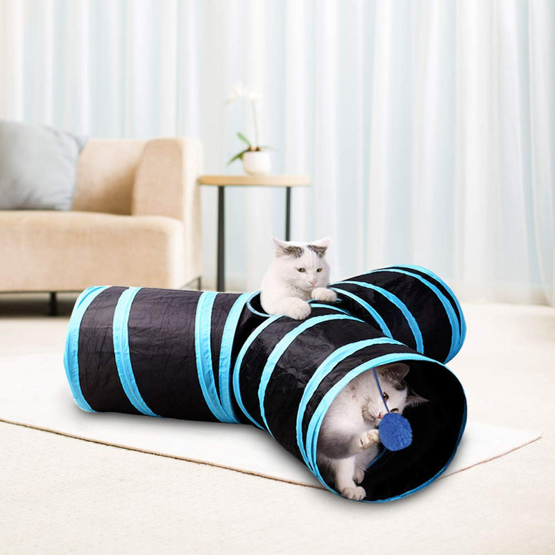 PAWISE Cat Toys Cat Tunnel and Cat Cube Pop Up Collapsible Kitten Indoor Outdoor Toys 3-Way - PawsPlanet Australia