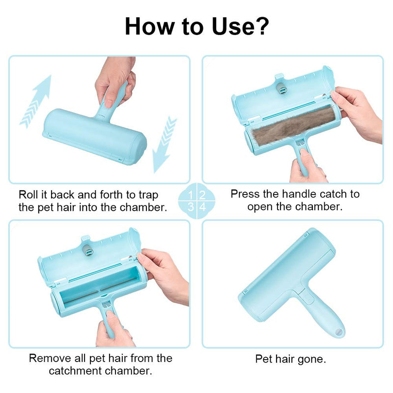 kinkaivy Pet Hair Remover Roller, Lint Roller for Dog Cat Hair,Reusable Pet Hair Remover Roller, Easy to Clean Lint Remover for Furniture, Sofa, Carpet and Bedding blue - PawsPlanet Australia