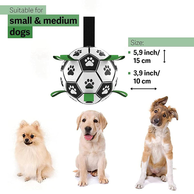 VOLTRA Dog Soccer Ball with Grab Tabs for Small & Medium Dogs -6 Inch Upgraded Interactive Dog Balls for Tug of War-Durable Indoor Outdoor Dog Toys for Your Puppies. - PawsPlanet Australia